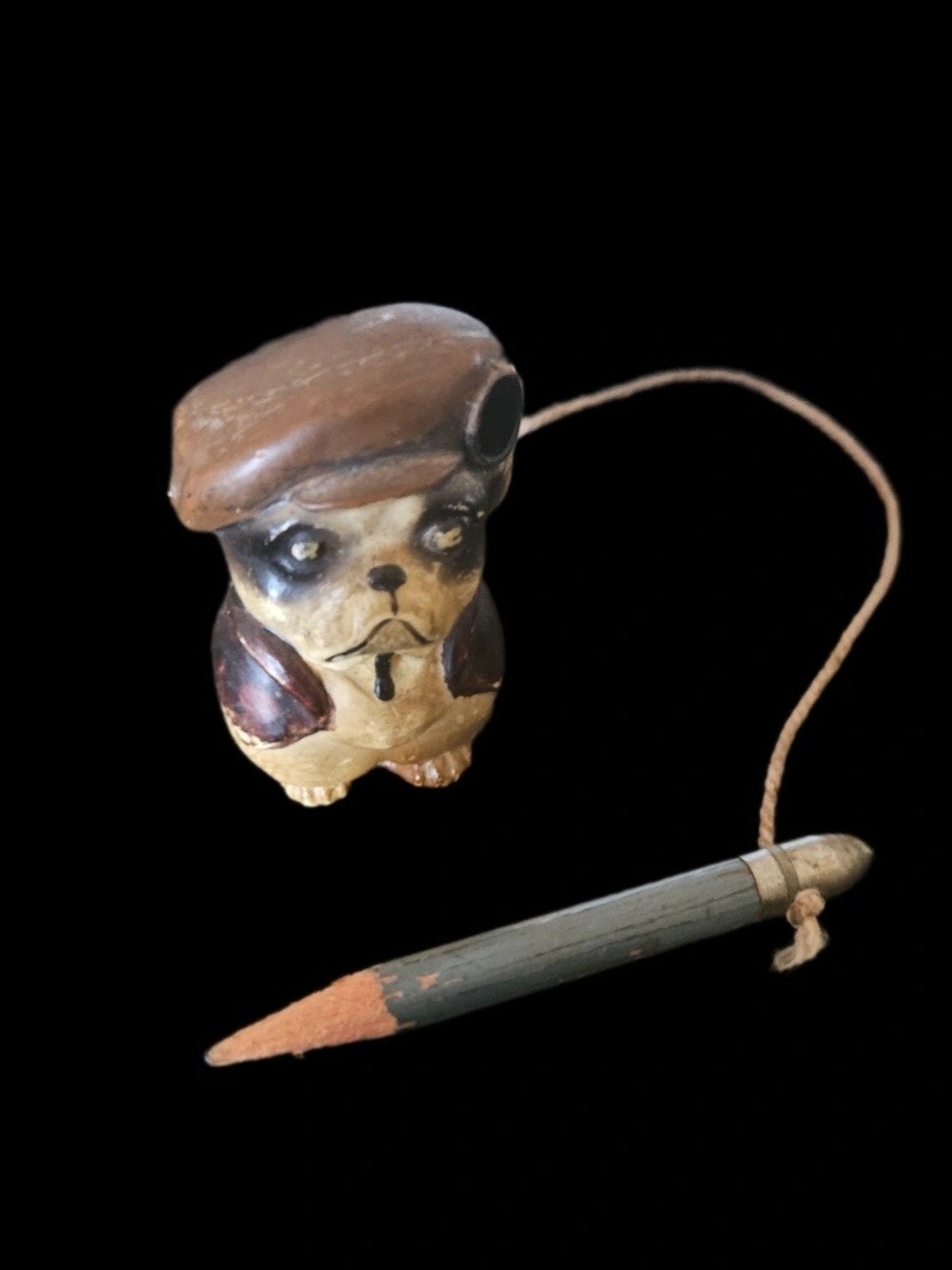 Rare Antique Pre-WWII German Anthropomorphic dog Desk Pencil Holder Set